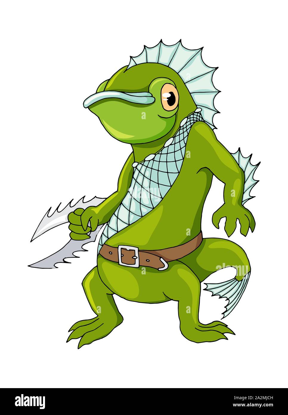 Fumetto di pesce di mare Mostro creatura carattere. Vector clip art illustrazione Illustrazione Vettoriale