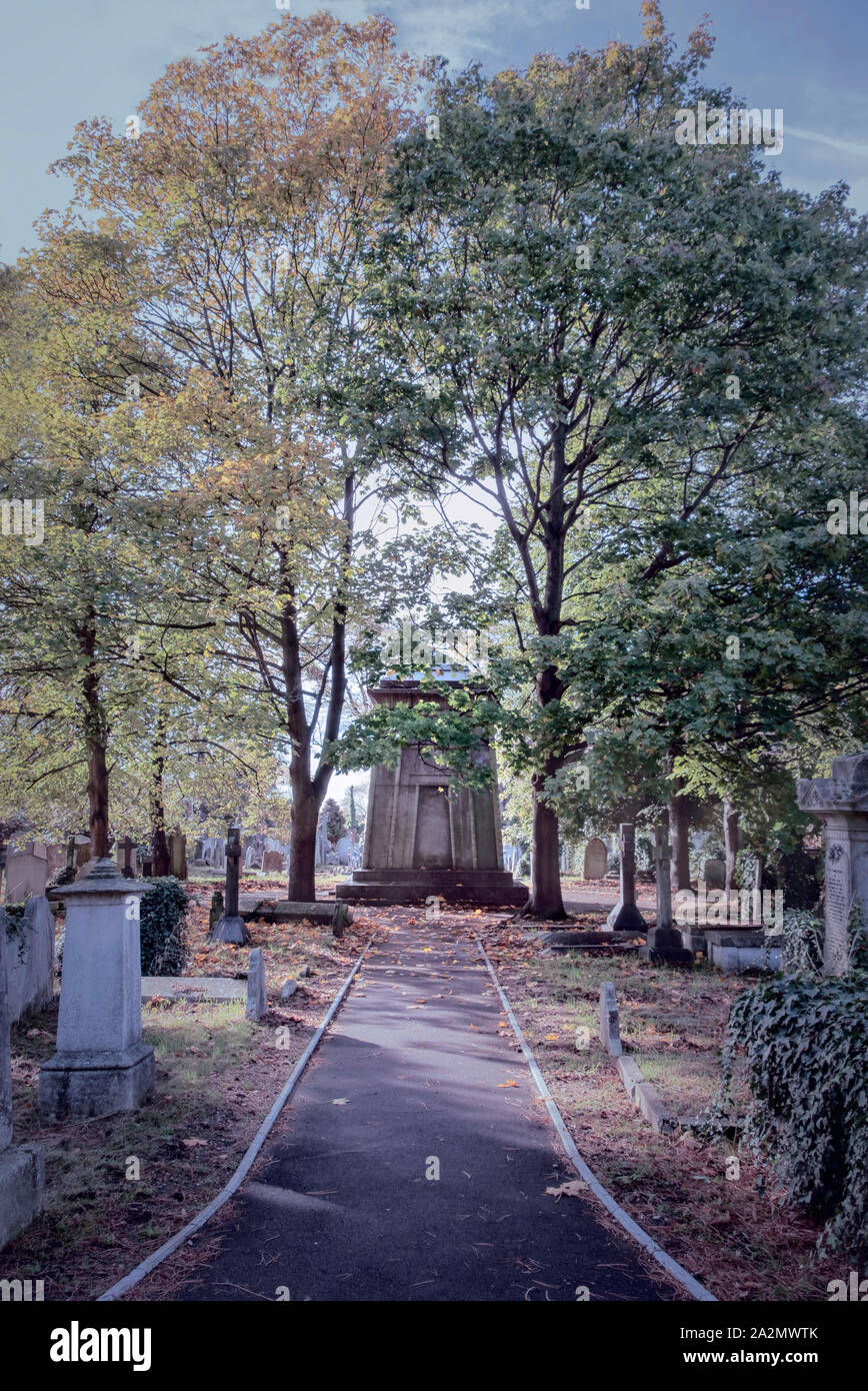 Il suggestivo cimitero Bromptom in Kensington, Londra, Regno Unito, Foto Stock