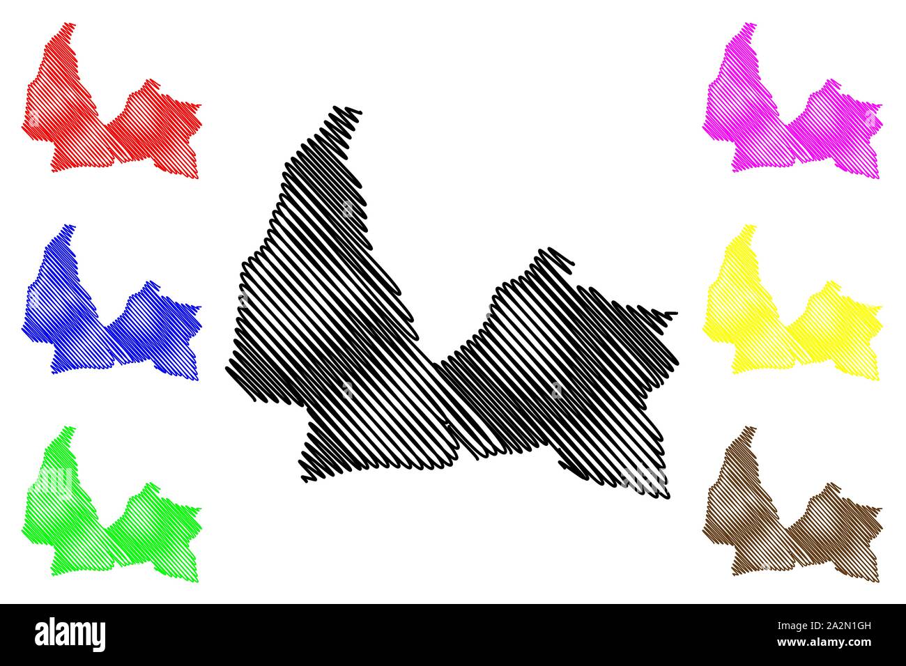 San Pedro de Macoris provincia (Repubblica Dominicana, Hispaniola, Province della Repubblica Dominicana) mappa illustrazione vettoriale, scribble schizzo San Pedro Illustrazione Vettoriale