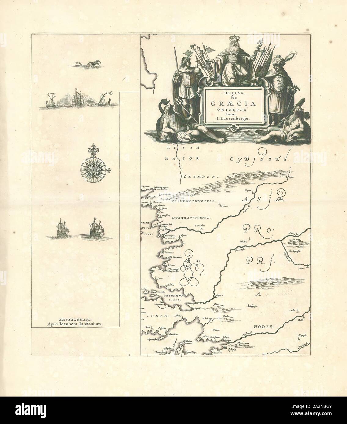 Mappa, Hellas, seu Graecia vniversa, Johann Lauremberg (1590-1658), stampa di calcografia Foto Stock