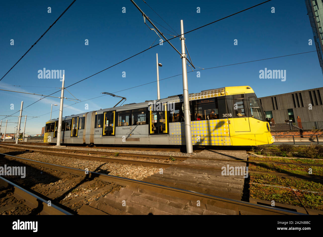 Manchester Metro Raikway luce sistema - Deansgate. Foto Stock