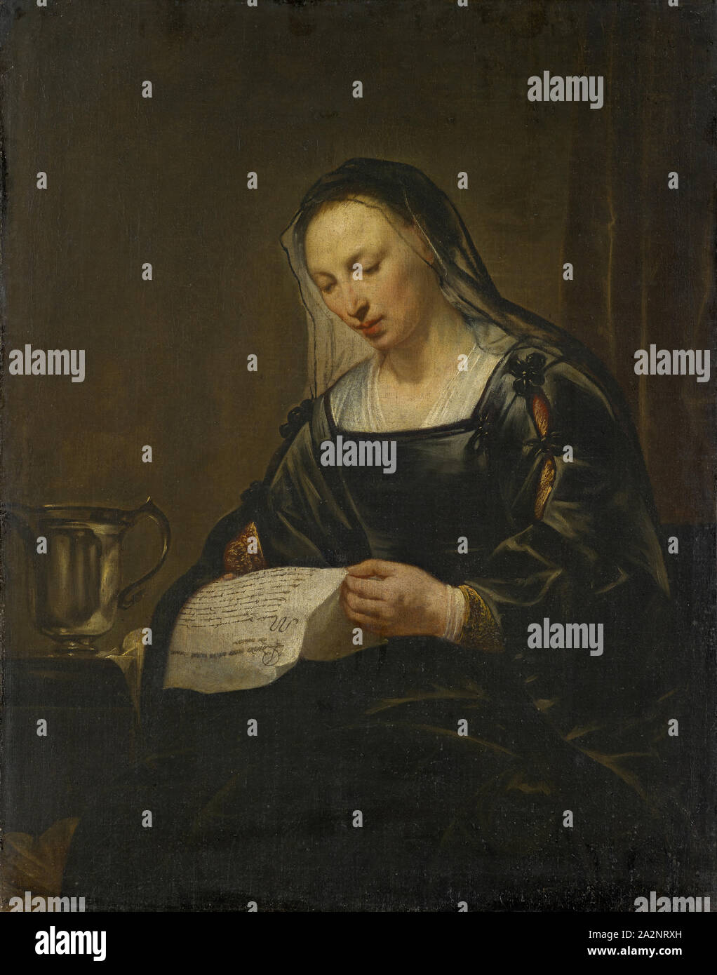 Il hl., Maria Magdalena, la lettura di una lettera, olio su tela, 95 x 75 cm, senza firma, Pieter Fransz. de Grebber, um 1600-1652/53 Foto Stock