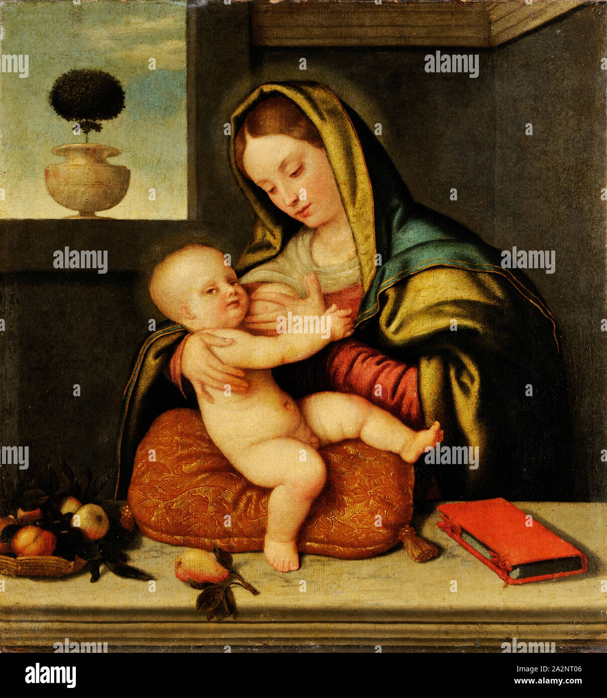 Madonna lactans, c. 1560, olio su tela, 70 x 66 cm, non specificato, Giovanni Battista Moroni, Albinio 1520-1578 Albinio Foto Stock