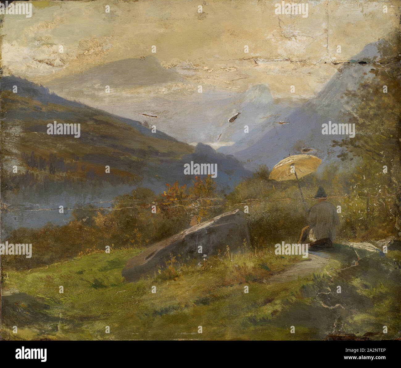 Il pittore, c. 1860, olio su carta, 29,5 x 34,5 cm, unsigned, Carl Spitzweg, München 1808-1885 München Foto Stock