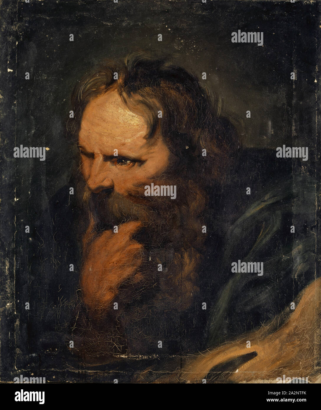 Copia di Joseph di testa dalla foto la Santa Famiglia con il pappagallo da Rubens ad Anversa, olio su tela, 64 x 54 cm, non specificato, Frank Buchser, Feldbrunnen/Solothurn 1828-1890 Feldbrunnen/Solothurn Foto Stock