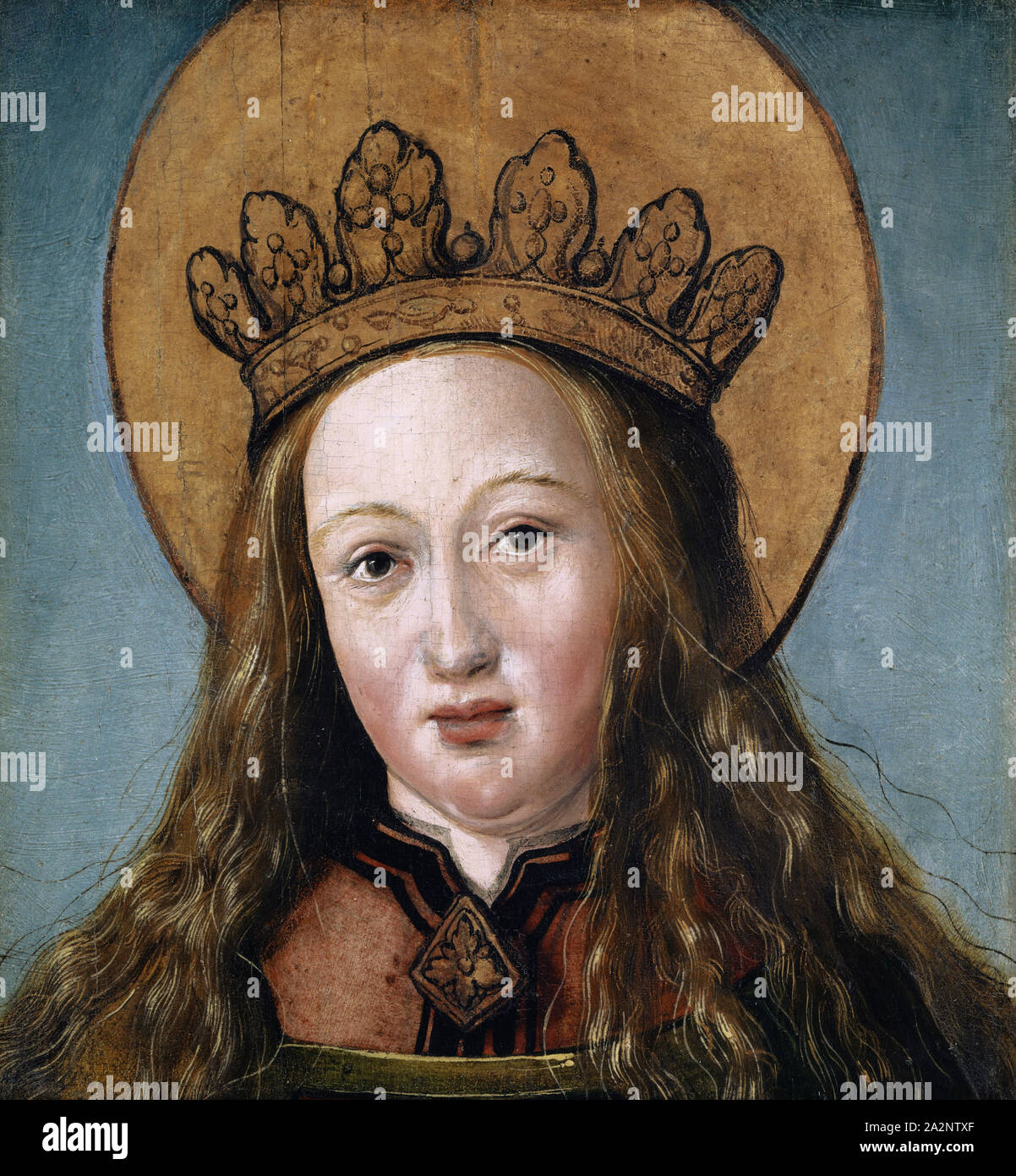 La testa di una femmina di Saint, c. 1515, olio su abete rosso, 23,5 x 22 cm, senza firma, Hans Holbein d. J., Augsburg um 1497/98-1543 Londra Foto Stock