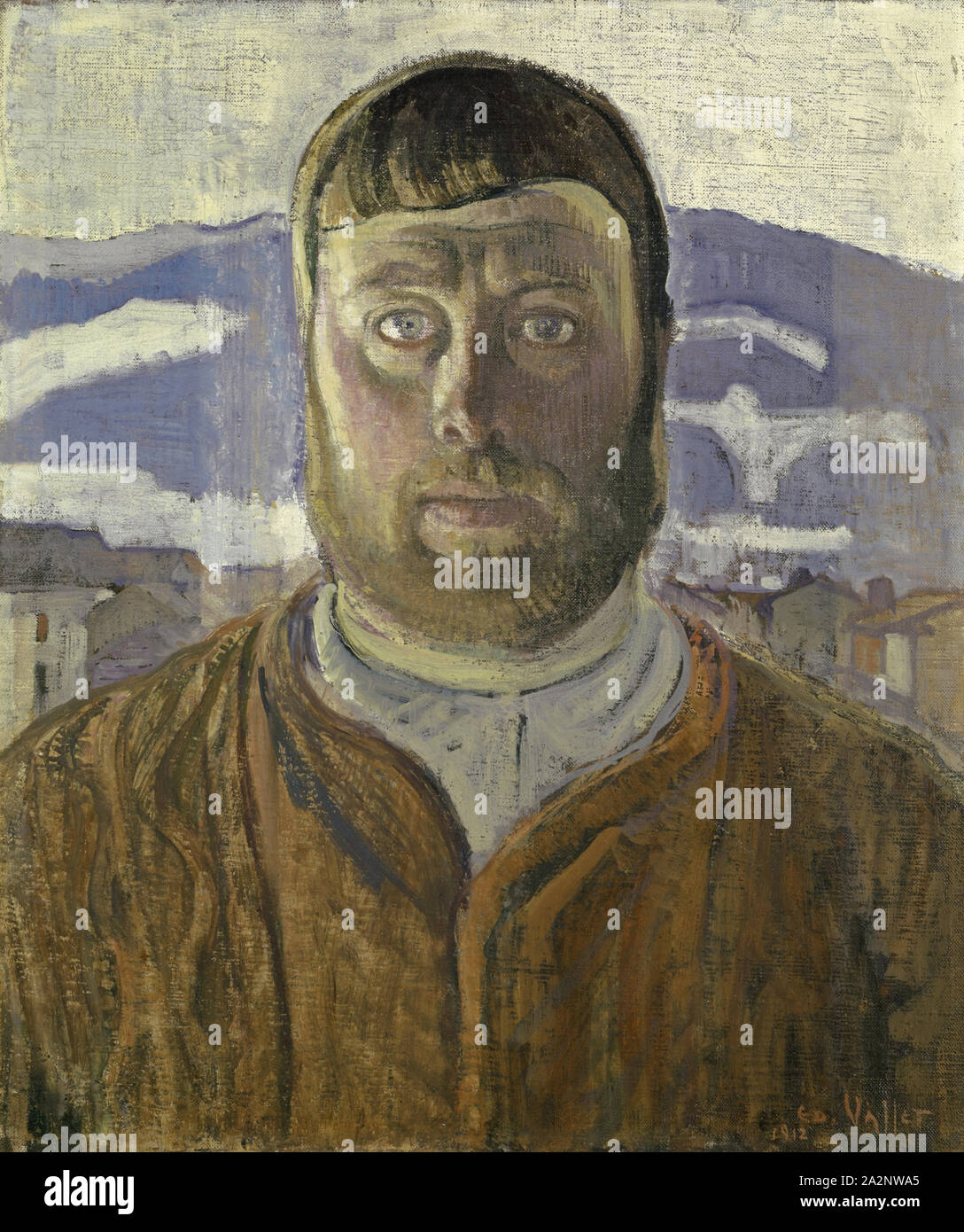 Autoportrait, 1912, olio su tela, 44 x 37 cm, firmato e datato in basso a destra: ED., VALLET, 1912, Edouard Vallet, Genf 1876-1929 Cressy b. Genf Foto Stock