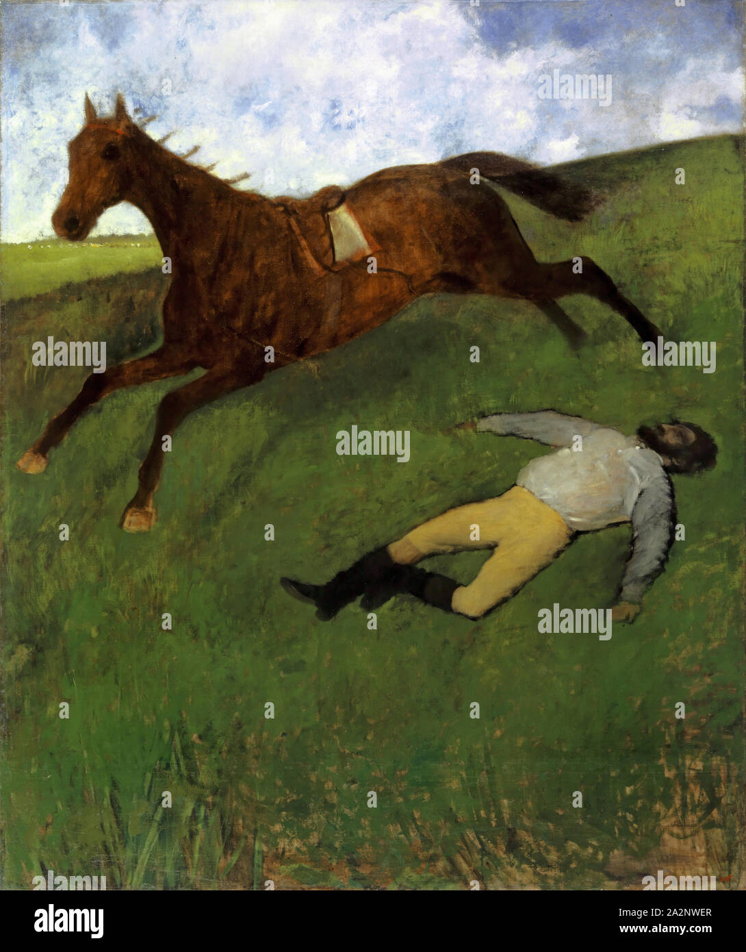Blessé Jockey, c. 1896/1898, olio su tela, 180.6 x 150.9 cm, Edgar Degas, Parigi 1834-1917 Parigi Foto Stock