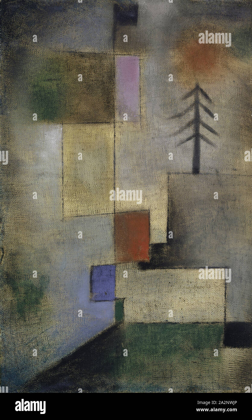 Piccolo Abete, 1922, 176, olio su tela di ortica su cartone, 31,6 x 20,2 cm, firmato e datato in basso a sinistra: Klee, 1922/176 [poco leggibile], inscritto sulla retromarcia: 1922 176 piccolo dipinto fir, Paul Klee Münchenbuchsee/Berna 1879-1940 Muralto b. Locarno/Tessin Foto Stock