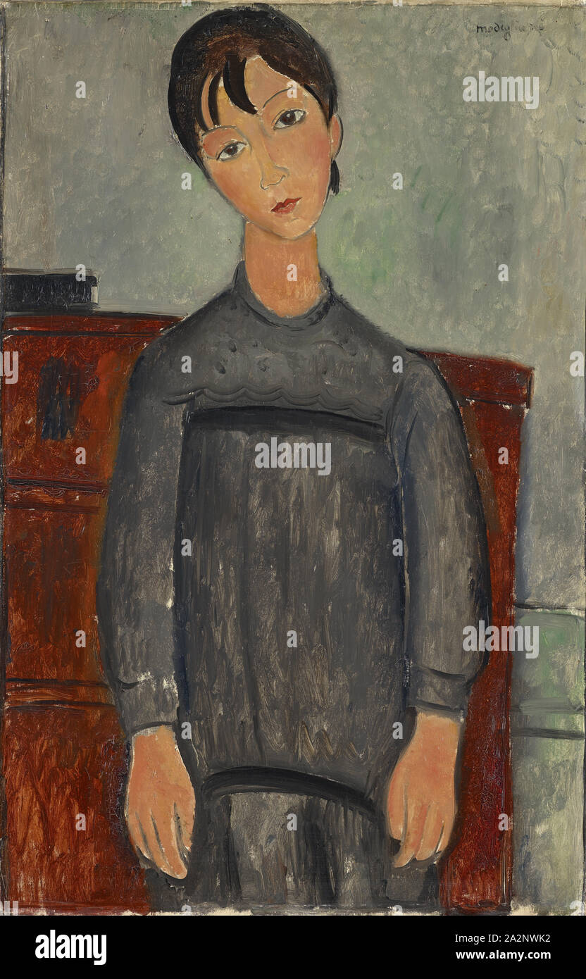 Ragazza in nero grembiule, 1918, olio su tela 92,5 x 60,5 cm, firmato in alto a destra: Modigliani Amedeo Modigliani, Livorno 1884-1920 Parigi Foto Stock