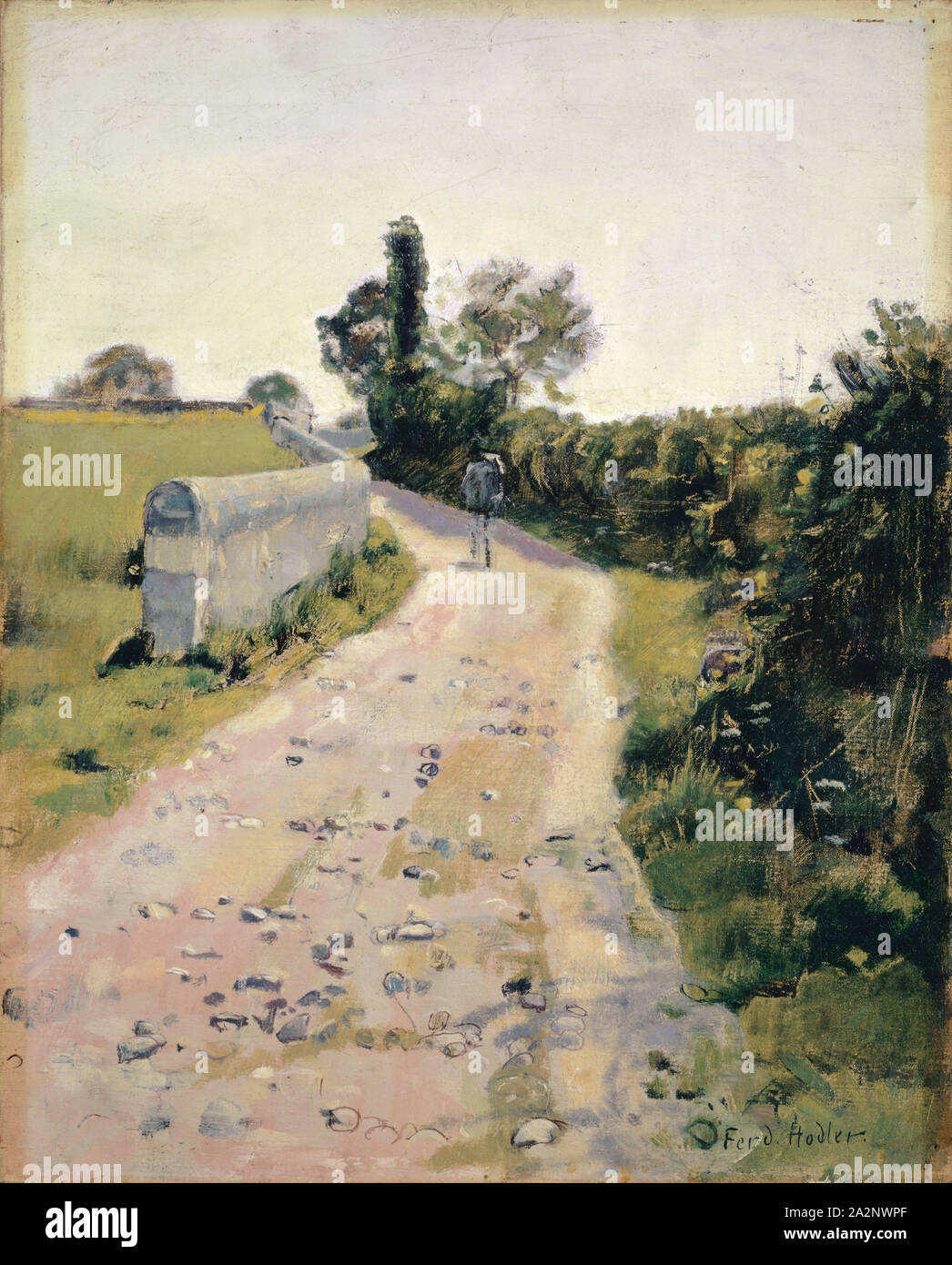 Sunny street, c. 1890, olio su tela, 41 x 33 cm, firmato in basso a destra: Ferd, Hodler, ., Ferdinand Hodler, Berna 1853-1918 Genf Foto Stock