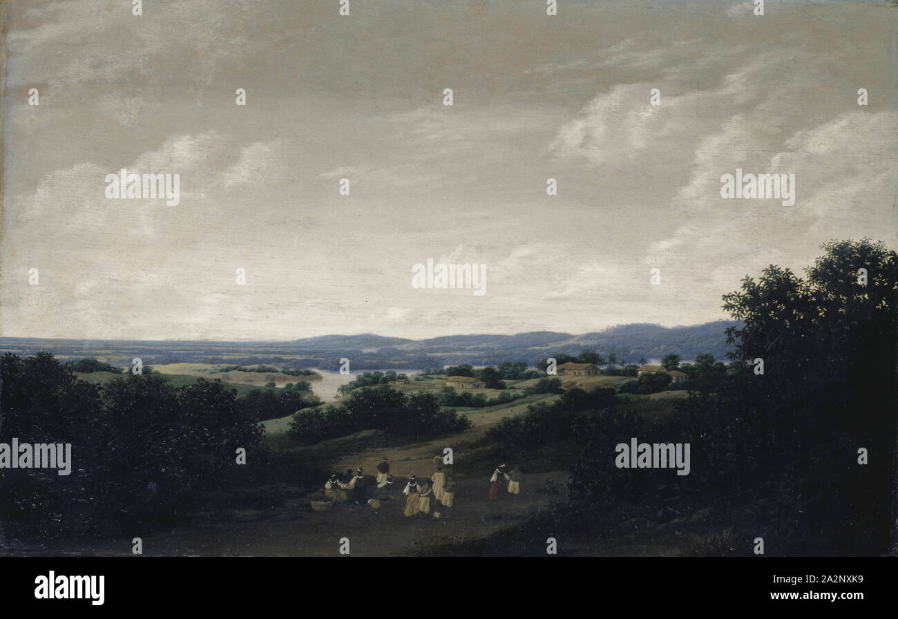 Paesaggio brasiliano, 1658, olio su oak, 45,9 x 70,2 cm, firmato e datato in basso a destra: F. post [1] 658, Frans Post, Haarlem 1612-1680 Haarlem Foto Stock