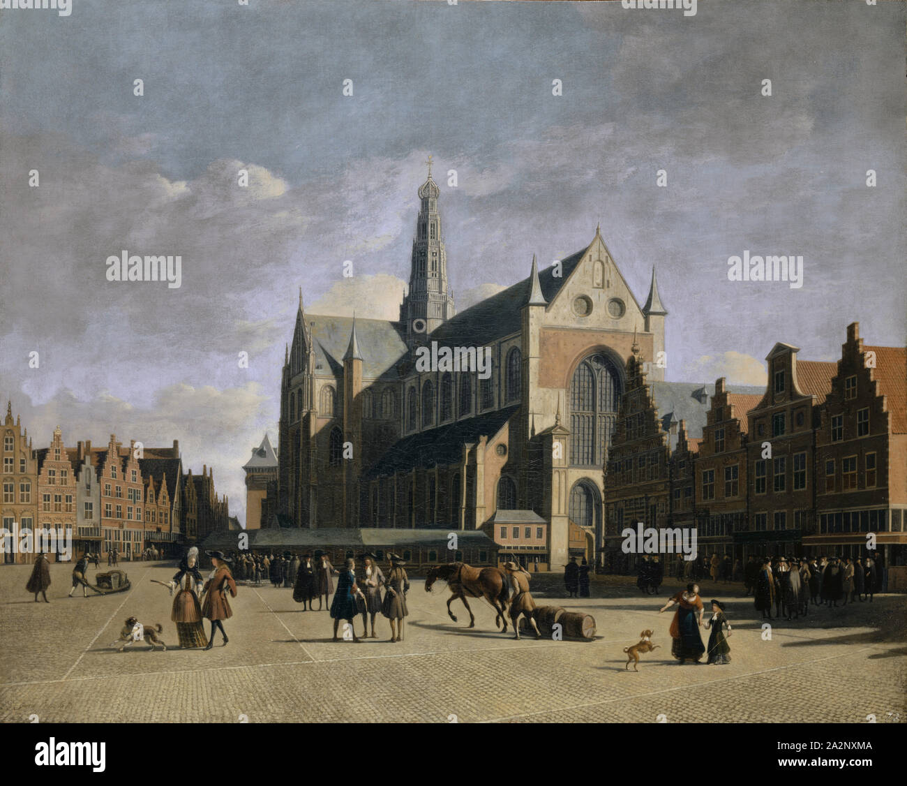 La Piazza del Mercato di Haarlem, intorno al 1690/1700, olio su tela, 51 x 63,3 cm, firmato in basso a sinistra: Gerrit Berkheyde 169 ... (Probabilmente non originale), Gerrit Adriansz. Berckheyde, Haarlem 1638-1698 Haarlem Foto Stock