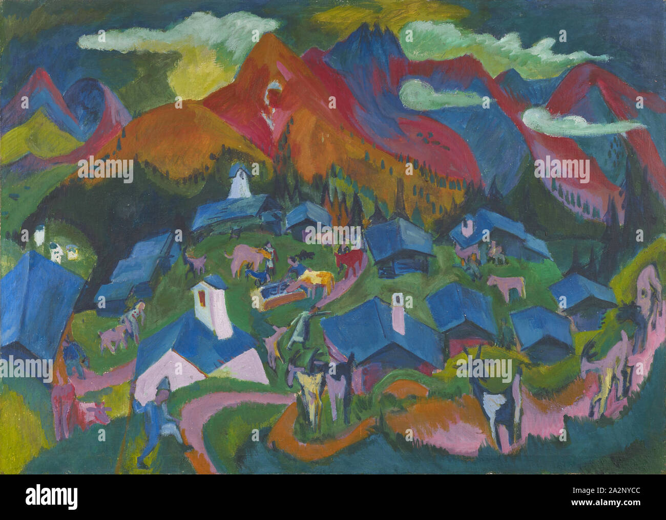 Stafelalp, ritorno degli animali, 1919, olio su tela, 120,5 x 168 cm, firmato tergo: E L Kirchner, Ernst Ludwig Kirchner, Aschaffenburg 1880-1938 Davos Frauenkirch Foto Stock