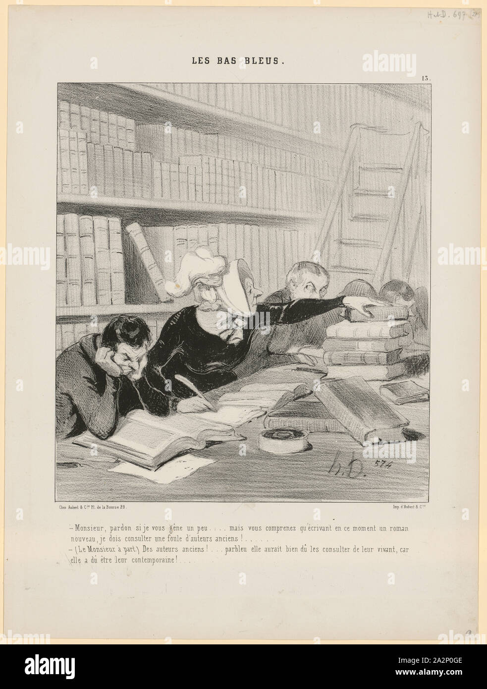 Monsieur, perdono si je vous gêne un peu [...], 1844, chalk litografia, quarta condizione (da 4), il foglio: 33,3 x 24,4 cm |, Immagine: 22 x 19,6 cm, im Stein u.r., monogrammed e numerati: h.D., 574, Honoré Daumier, Marsiglia 1808-1879 Valmondois/Seine-et-Oise Foto Stock