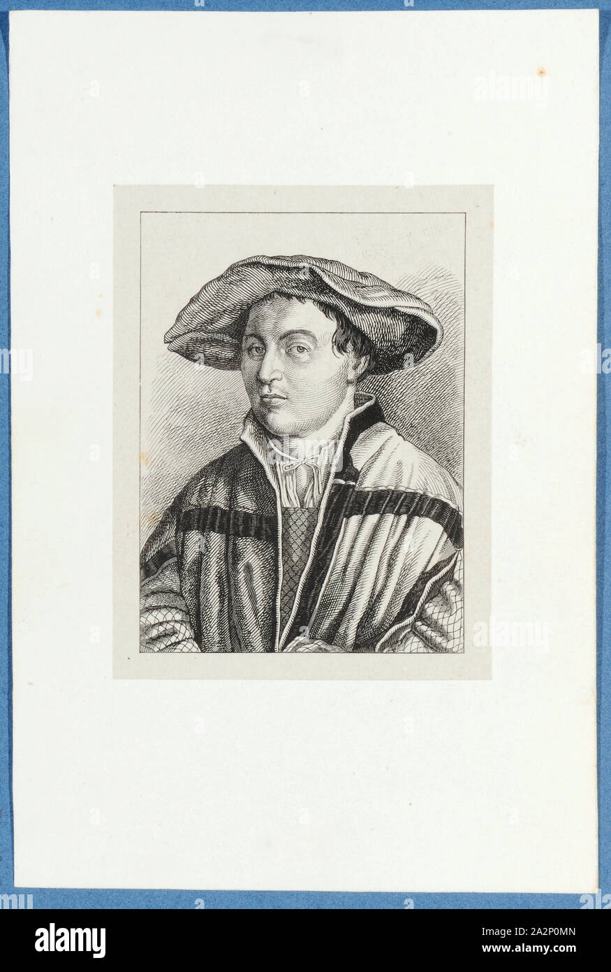 Autoritratto Hans Holbein d., J. (dopo i primi Basler cosiddetto autoritratto con il berretto rosso), attorno al 1857, penna litografia, montati su una base di carta, montato nel nastro adesivo, foglio: 11,7 x 9 cm, Hieronymus Hess, Zeichner, Basilea 1799-1850 Basilea, J. Seul, Drucker Foto Stock