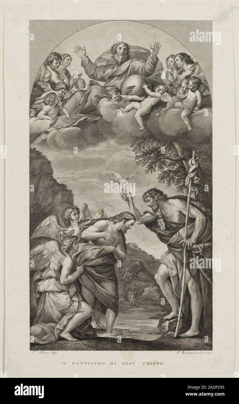 Francesco Rosaspina, Italiano, 1760-1841, dopo Francesco Albani, Italiano,  1578-1660, il Battesimo di Gesù Cristo,