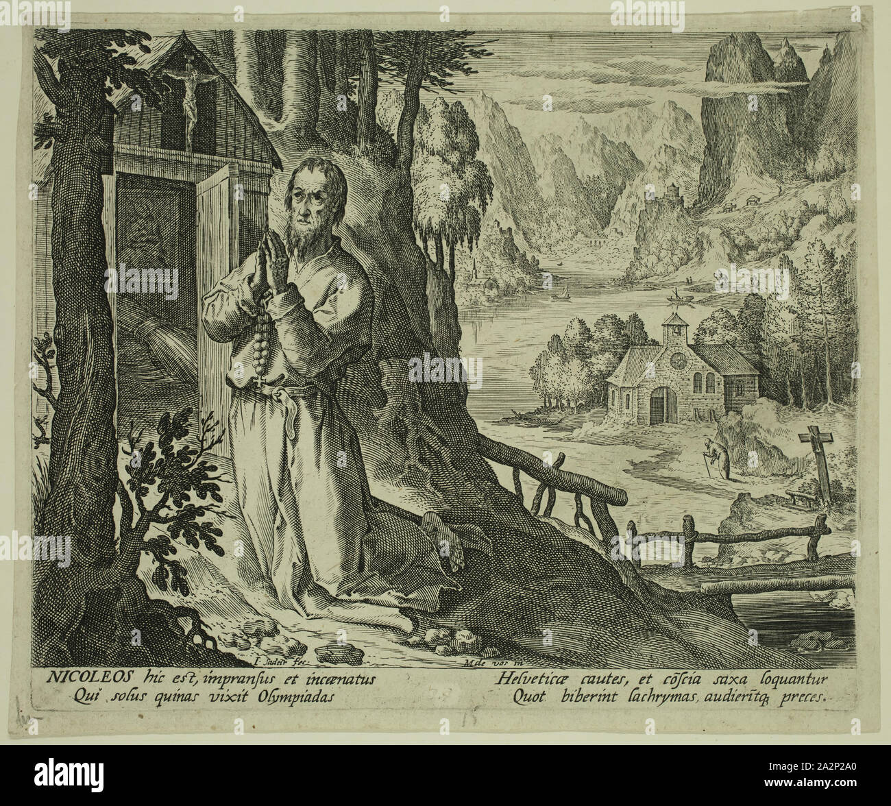 Johannes Sadeler, Netherlandish, 1550-1600, dopo Marten de Vos, Netherlandish, 1532-1603, Nicoleos, ca. 1594, incisione stampate con inchiostro nero su carta vergata, Piastra: 6 1/2 x 7 3/4 pollici (16,5 × 19,7 cm Foto Stock