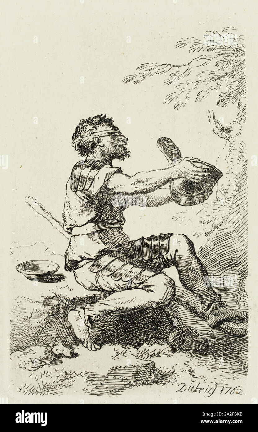 Christian Wilhelm Ernst Dietrich, Tedesco, 1712-1774, cieco, 1762, incisione stampate con inchiostro nero su carta intessuta, Piastra: 5 × 3 1/4 pollici (12,7 × 8,3 cm Foto Stock