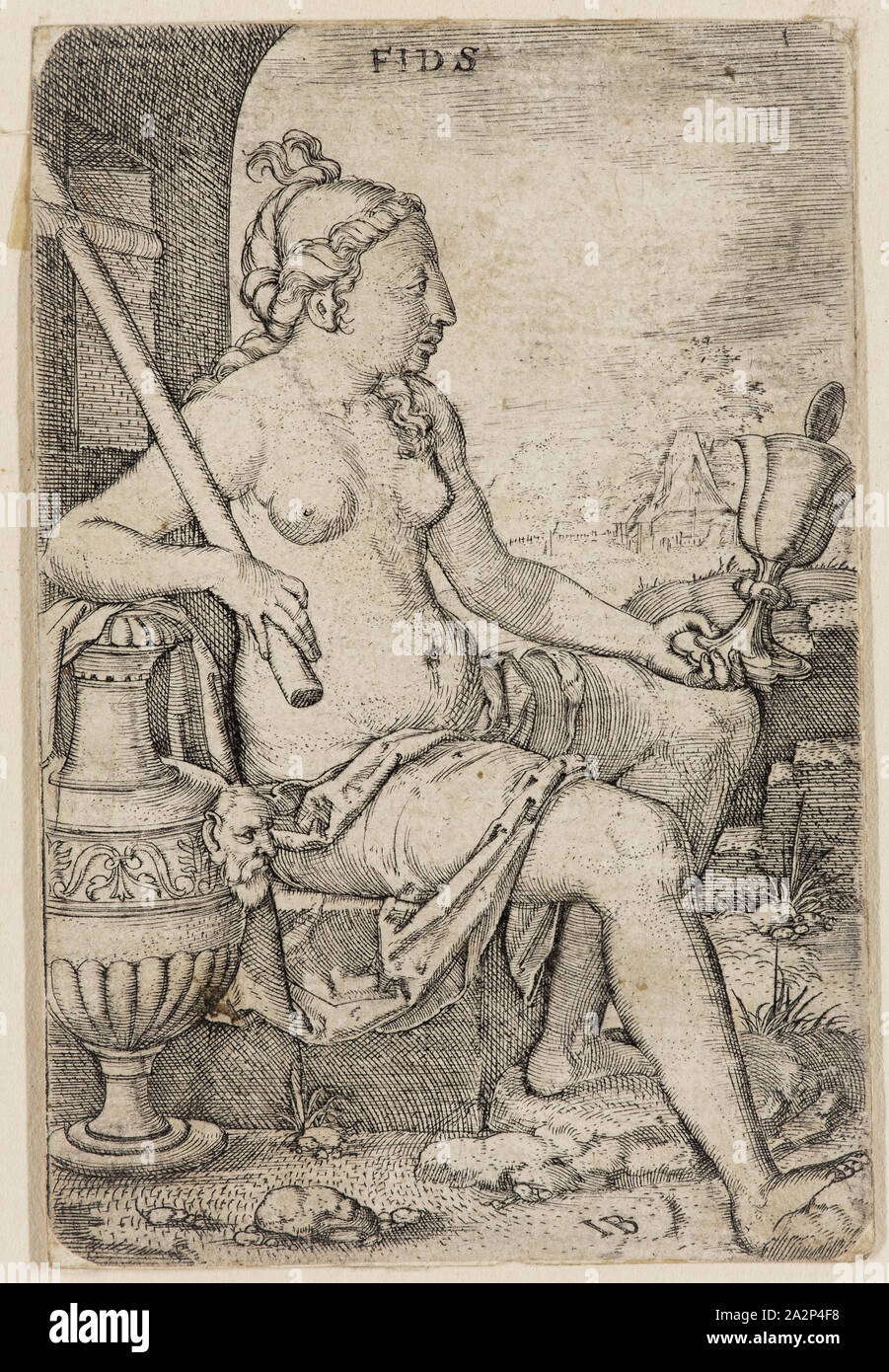 Master I. B., Tedesco, Fede, ca. 1530, incisione stampate con inchiostro nero su carta vergata, Foglio (rifilato entro la piastra mark): 3 × 2 poll. (7,6 × 5,1 cm Foto Stock