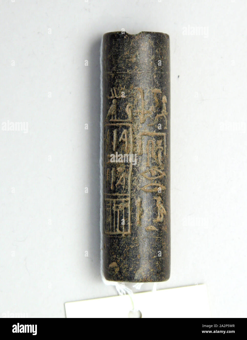 Egiziano, la guarnizione cilindro di Pepi I, 2268/2228 BC, intagliato e scolpito in pietra, altezza dal diametro: 2 1/2 x 1 1/8 in Foto Stock