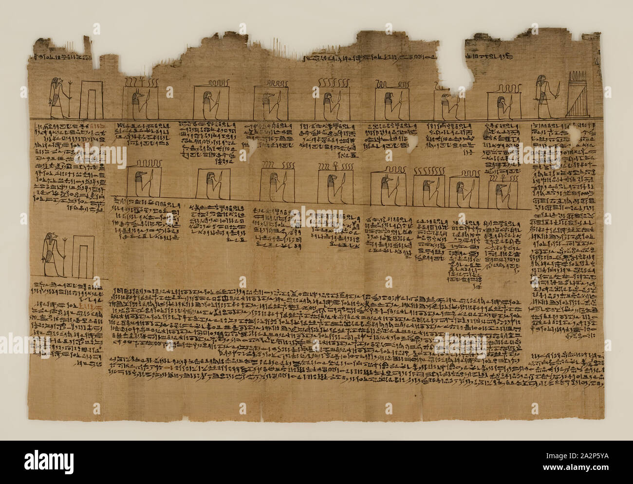 Egiziano, il Libro dei Morti di Nes-Min, Sezione 17, tra IV e III secolo A.C., inchiostro su papiro, incorniciato: 22 5/8 × 28 5/8 × 1 3/8 pollici (57,5 × 72,7 × 3,5 cm Foto Stock