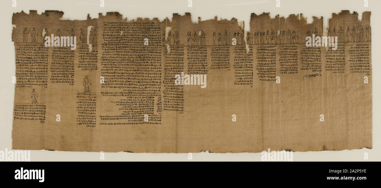 Egiziano, il Libro dei Morti di Nes-Min, sezione 6, tra IV e III secolo A.C., inchiostro su papiro, incorniciato: 22 5/8 × 28 5/8 × 1 3/8 pollici (57,5 × 72,7 × 3,5 cm Foto Stock