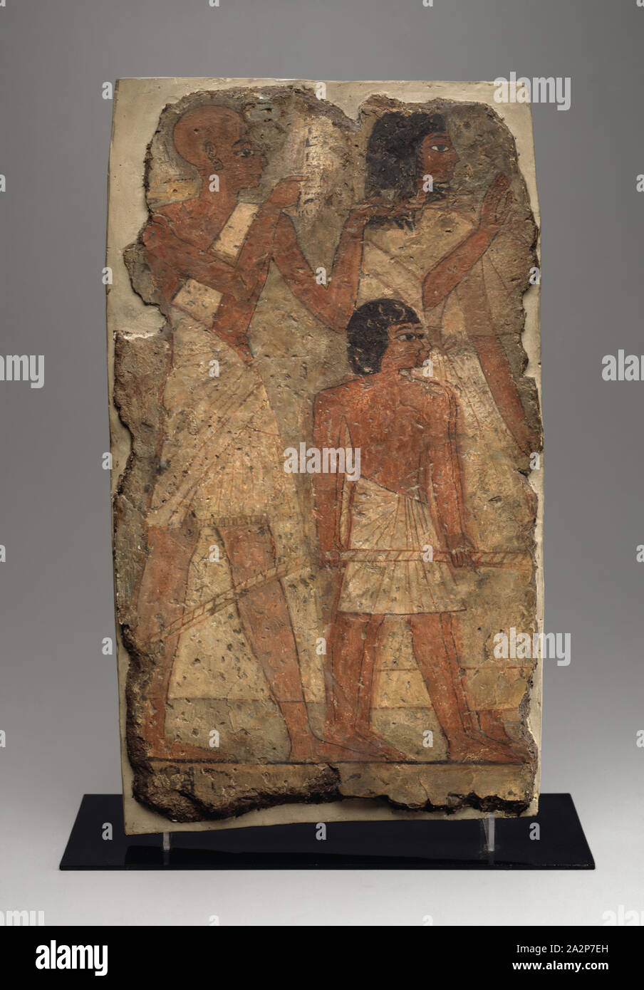 Egiziano, tomba di frammento di pittura, tra il 1307 e il 1196 A.C., pigmento di gesso, complessivo: 18 1/4 × 10 1/2 x 2 pollici (46,4 × 26,7 × 5,1 cm Foto Stock