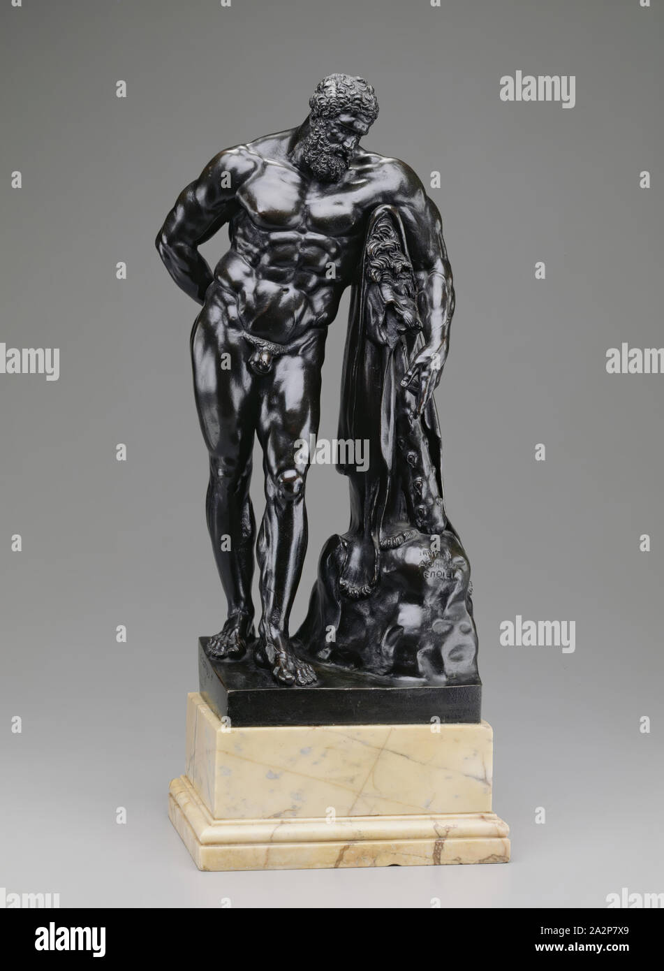 Eventualmente Giacomo zoffoli, italiano, ca. 1731-1785, eventualmente Giovanni zoffoli, italiano, ca. 1745-1805, Ercole Farnese, tra la metà e la fine del XVIII secolo, bronzo, complessivo: 13 1/4 × 6 × 3/4 4 5/16 pollici (33,7 × 17,1 × 11 cm Foto Stock