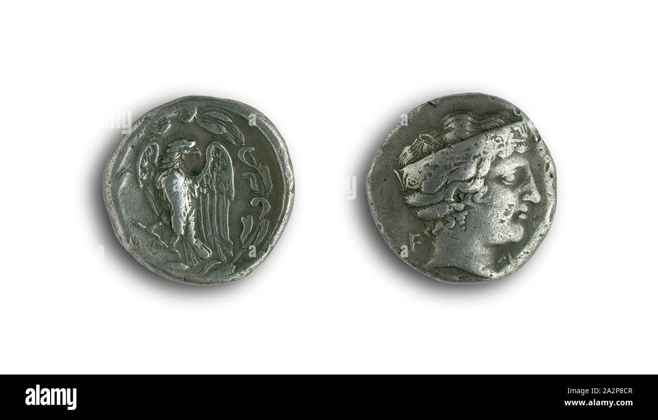 Greco, starter di Olympia, tra 385 e 365 a.e.v., argento, complessivo: 7/8 pollici (2,2 cm Foto Stock