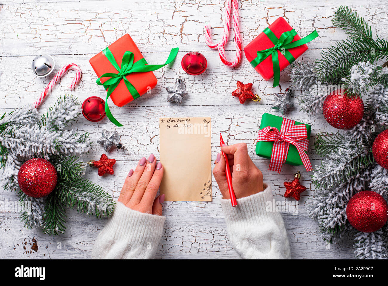 Natale a fare elenco e presenta Foto Stock
