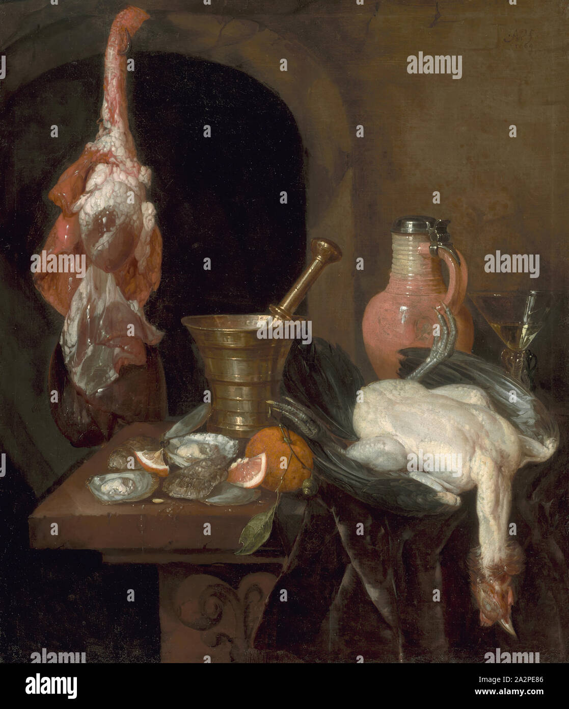 Abraham Hendricksz van Beyeren, olandese, tra il 1620 e il 1621-1690, i preparativi per un pasto, 1664, olio su tela, senza cornice: 31 3/8 × 27 1/2 pollici (79,7 × 69,9 cm Foto Stock