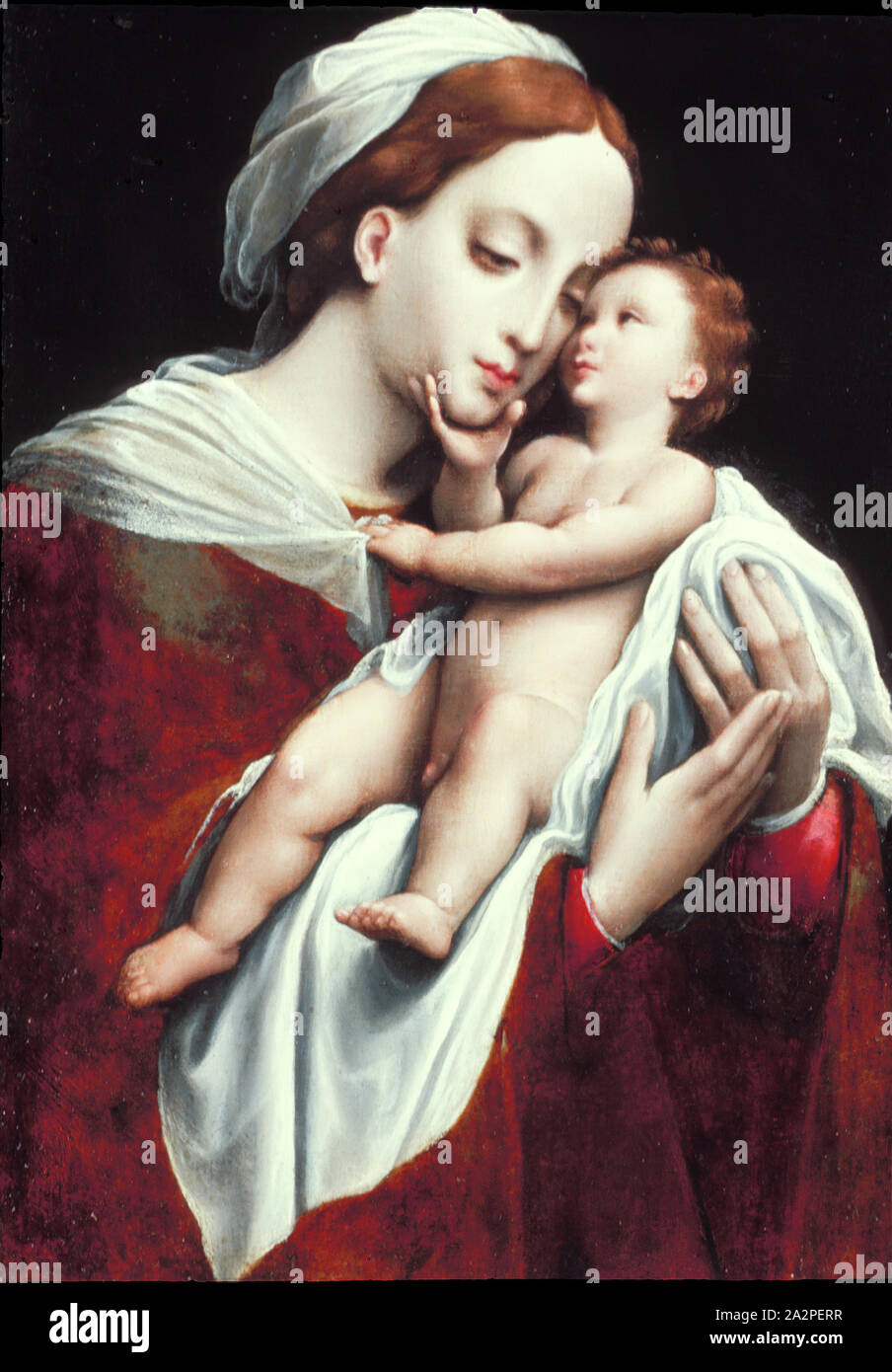Cornelis van der Beke va Cleve, Netherlandish, 1520-1567, la Madonna e il Bambino del XVI secolo, vernice su pannello in legno, senza cornice: 11 × 7 5/8 pollici (27,9 × 19,4 cm Foto Stock Cornelis van der Beke va Cleve, Netherlandish, 1520-1567, la Madonna e il Bambino del XVI secolo, vernice su pannello in legno, senza cornice: 11 × 7 5/8 pollici (27,9 × 19,4 cm Foto Stock