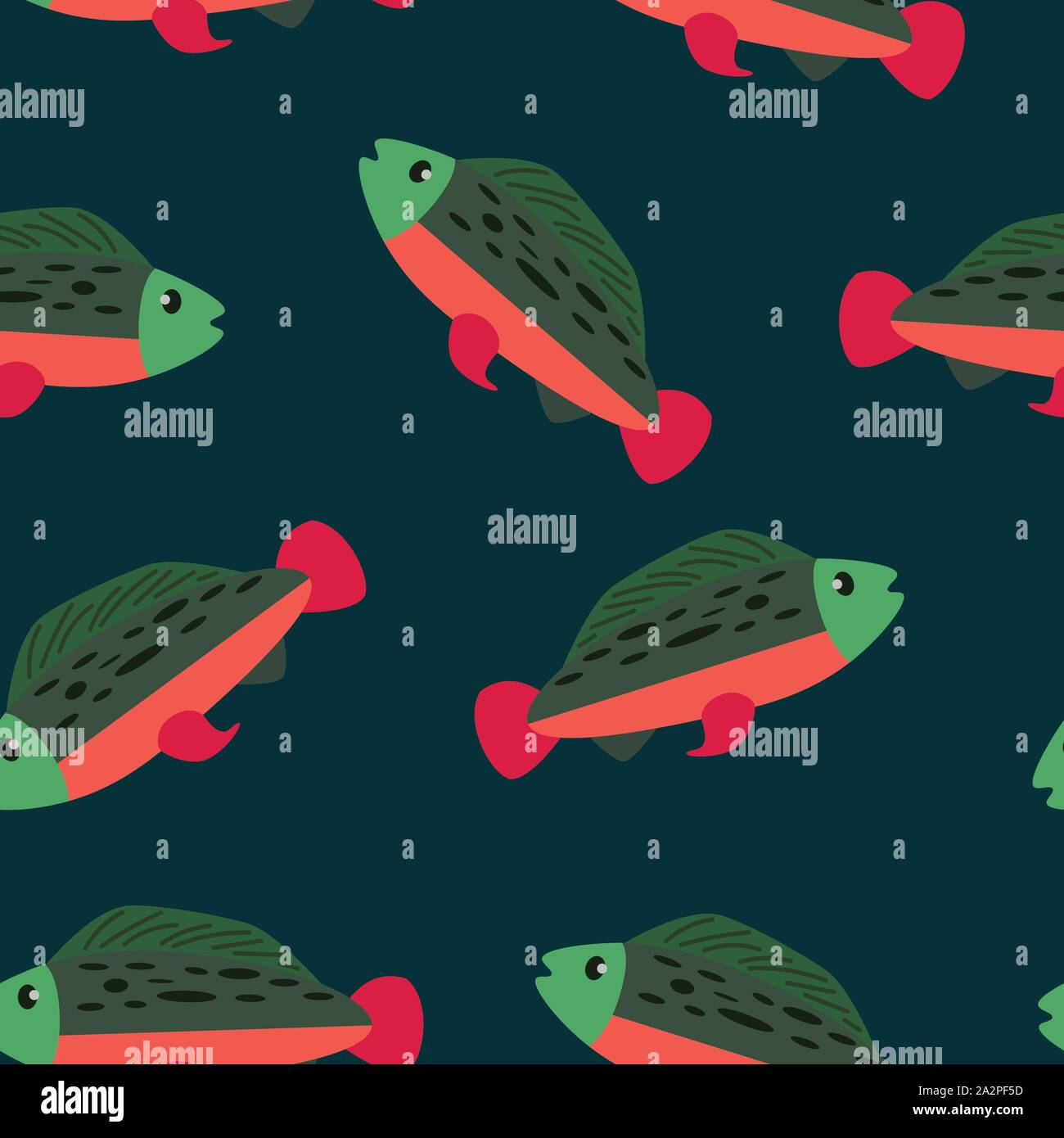 Il Salmone Sockeye (o la trota arcobaleno) design piatto di ripetizione perfetta configurazione vettore Illustrazione Vettoriale