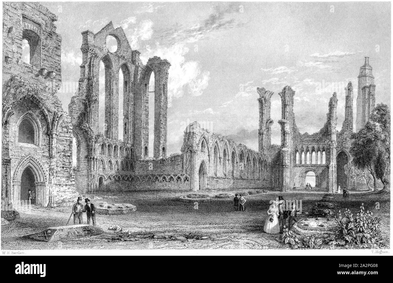 Una incisione della Abbazia di Arbroath scansionati ad alta risoluzione da un libro stampato in 1842. Ritiene copyright free. Foto Stock