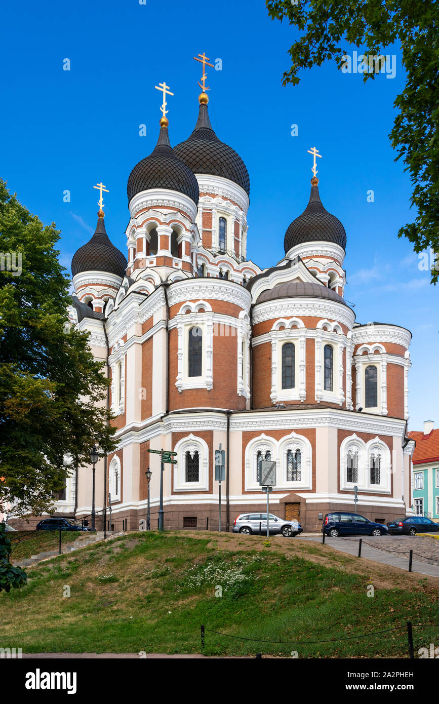 La cattedrale di Alexander Nevsky sulla collina di Toompea superiore nella Città Vecchia di Tallinn, Estonia. Foto Stock