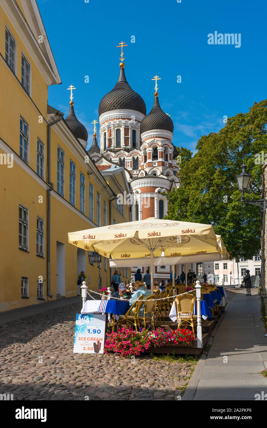 La cattedrale di Alexander Nevsky sulla collina di Toompea superiore nella Città Vecchia di Tallinn, Estonia. Foto Stock