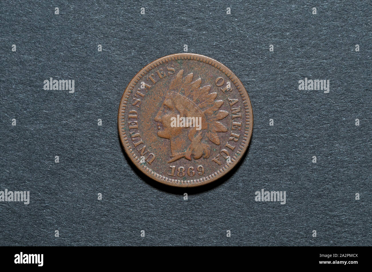 1869 Indian Head Penny di 'buone a ottime condizioni", mostra complementare (teste) lato. Foto Stock