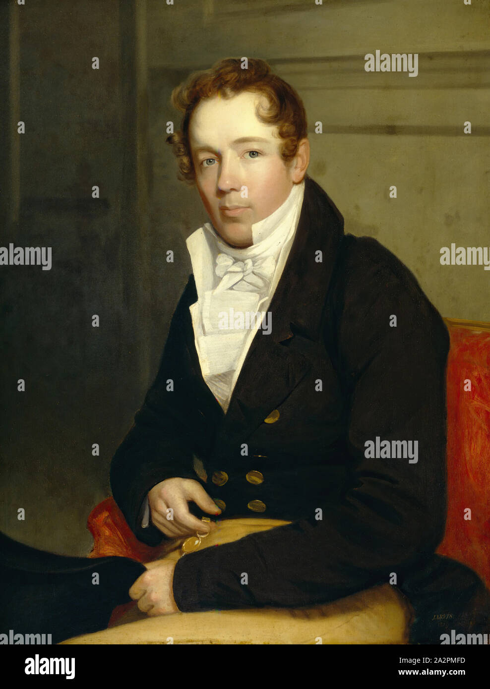 John Wesley Jarvis, Americano, 1780-1840, Jacob Houseman, 1809, olio su pannello in legno, senza cornice: 34 × 26 1/2 pollici (86,4 × 67,3 cm Foto Stock John Wesley Jarvis, Americano, 1780-1840, Jacob Houseman, 1809, olio su pannello in legno, senza cornice: 34 × 26 1/2 pollici (86,4 × 67,3 cm Foto Stock