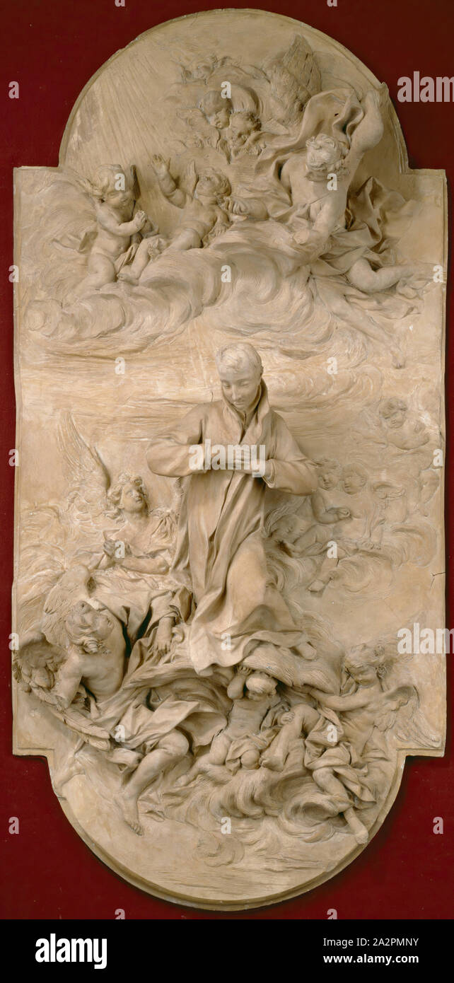 Pierre Legros, il giovane francese, 1666-1719, S. Luigi Gonzaga in gloria, ca. 1696, terracotta, complessivo: 33 1/2 × 16 3/4 × 5 1/2 pollici (85,1 × 42,5 × 14 cm Foto Stock