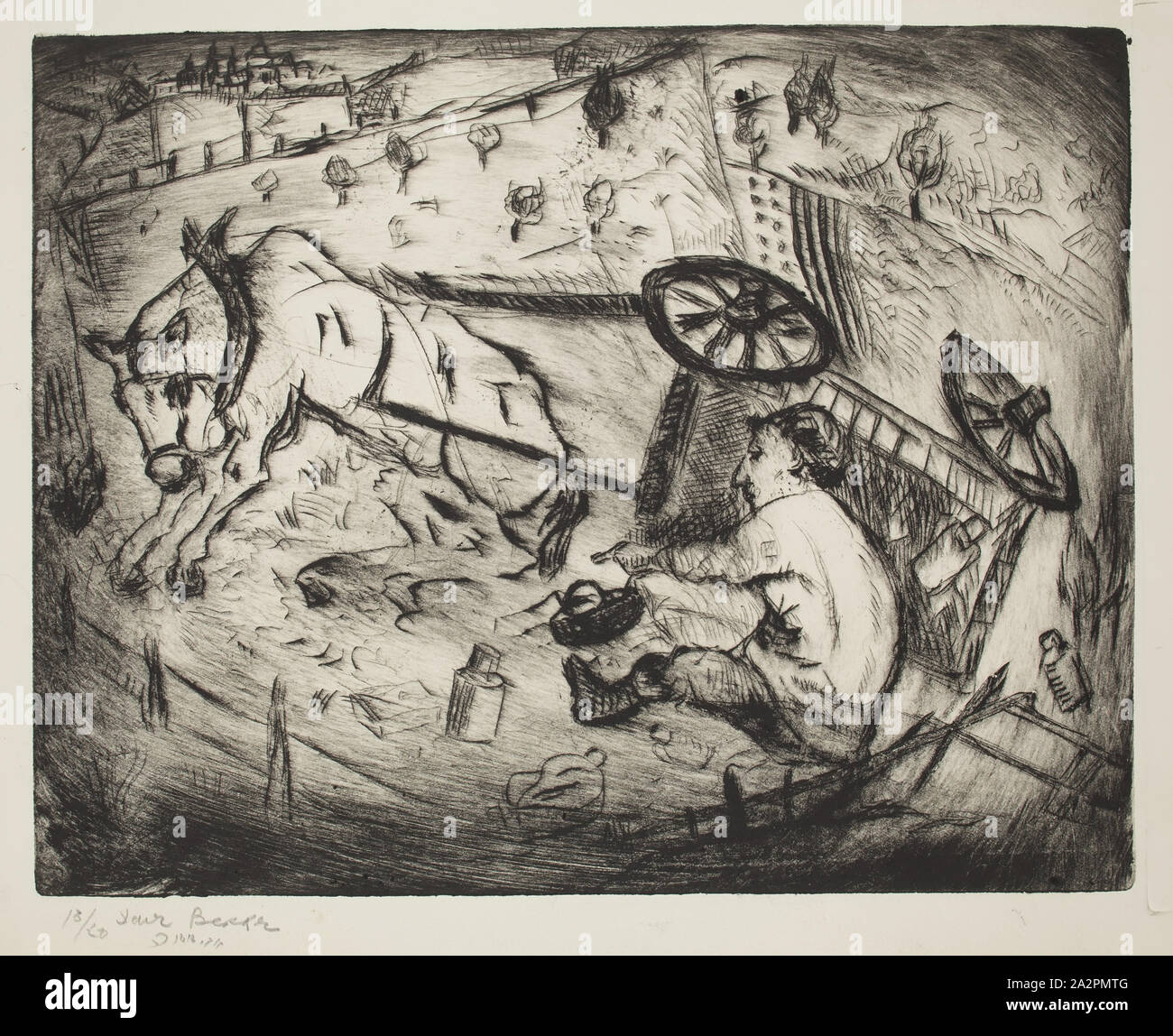 David Bekker, Americano, 1897-1956, il giro in carrozza, tra il 1935 e il 1943, puntasecca stampate con inchiostro nero su carta intessuta, Piastra: 7 7/8 × 10 cm (20 × 25,4 cm Foto Stock