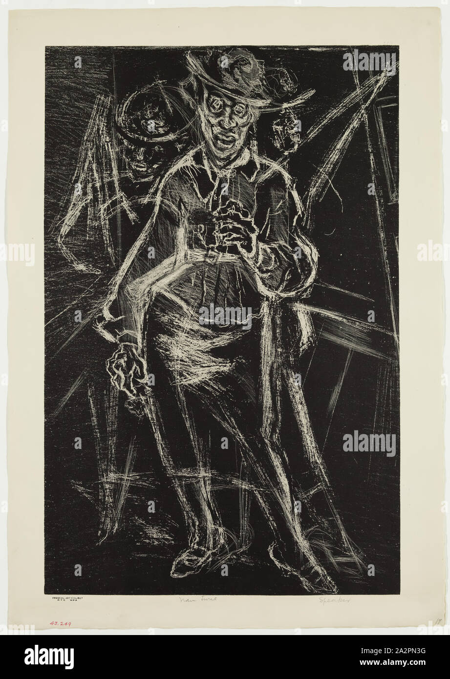 Nan Lurie, Americano, 1910-1985, altoparlante, ca. 1938, litografia stampate con inchiostro nero su carta intessuta, Immagine: 20 1/8 × 13 1/8 pollici (51,1 × 33,3 cm Foto Stock