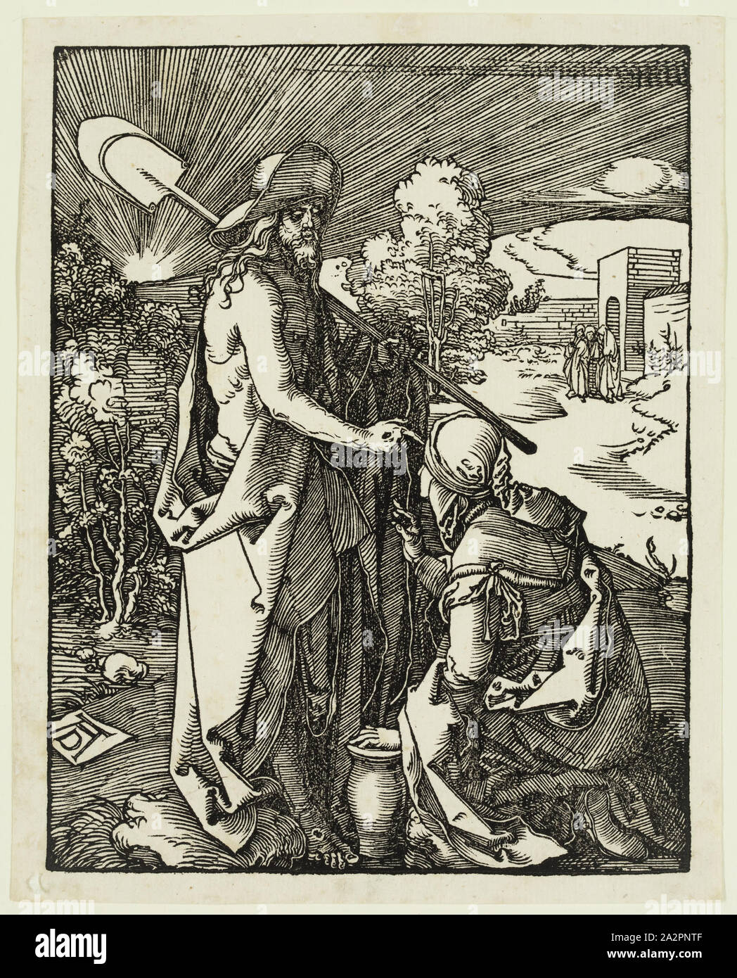 Albrecht Dürer, Tedesco, 1471-1528, Noli Me Tangere, tra 1509 e 1511, xilografia stampate con inchiostro nero su carta vergata, Immagine: 5 × 3 7/8 pollici (12,7 × 9,8 cm. Foto Stock