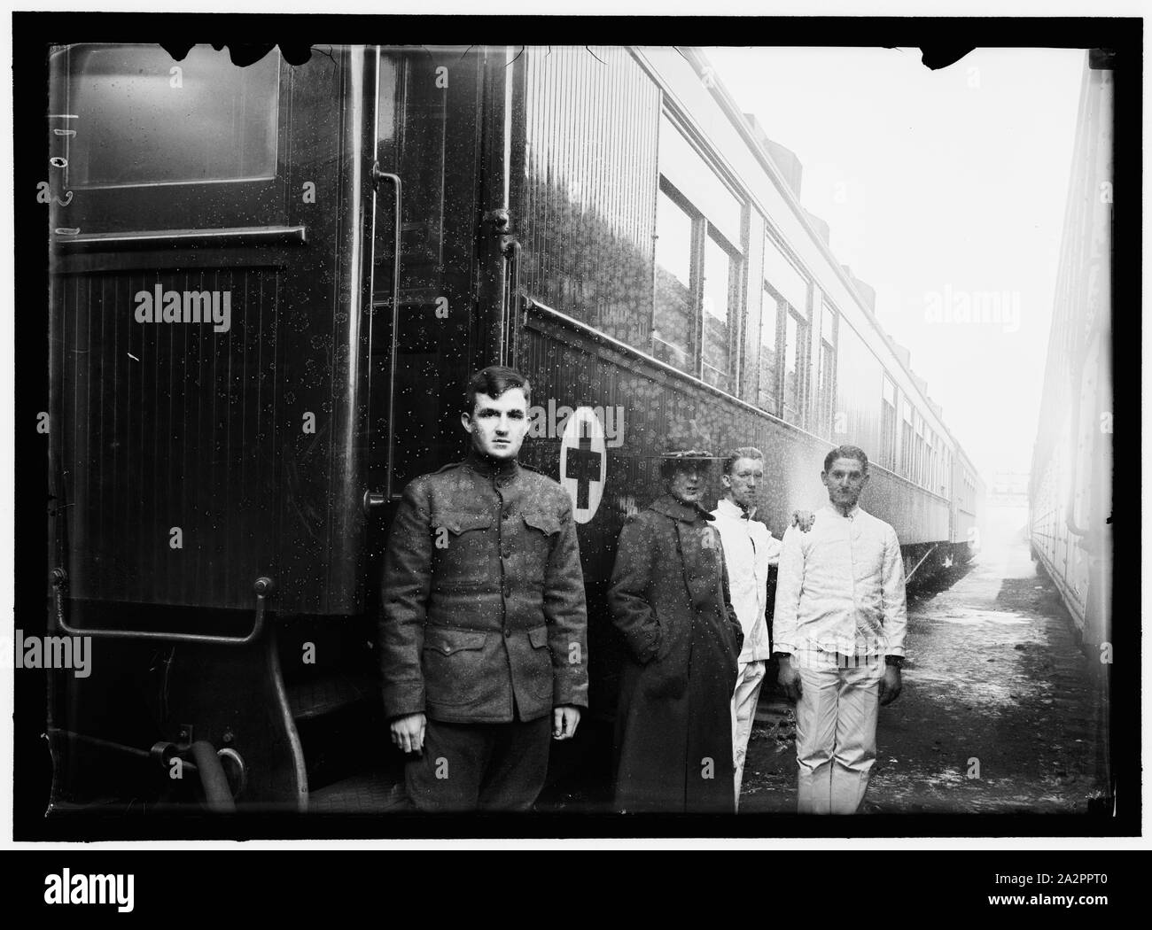 La croce rossa americana. Assorbenti VAGONI FERROVIARI Foto Stock