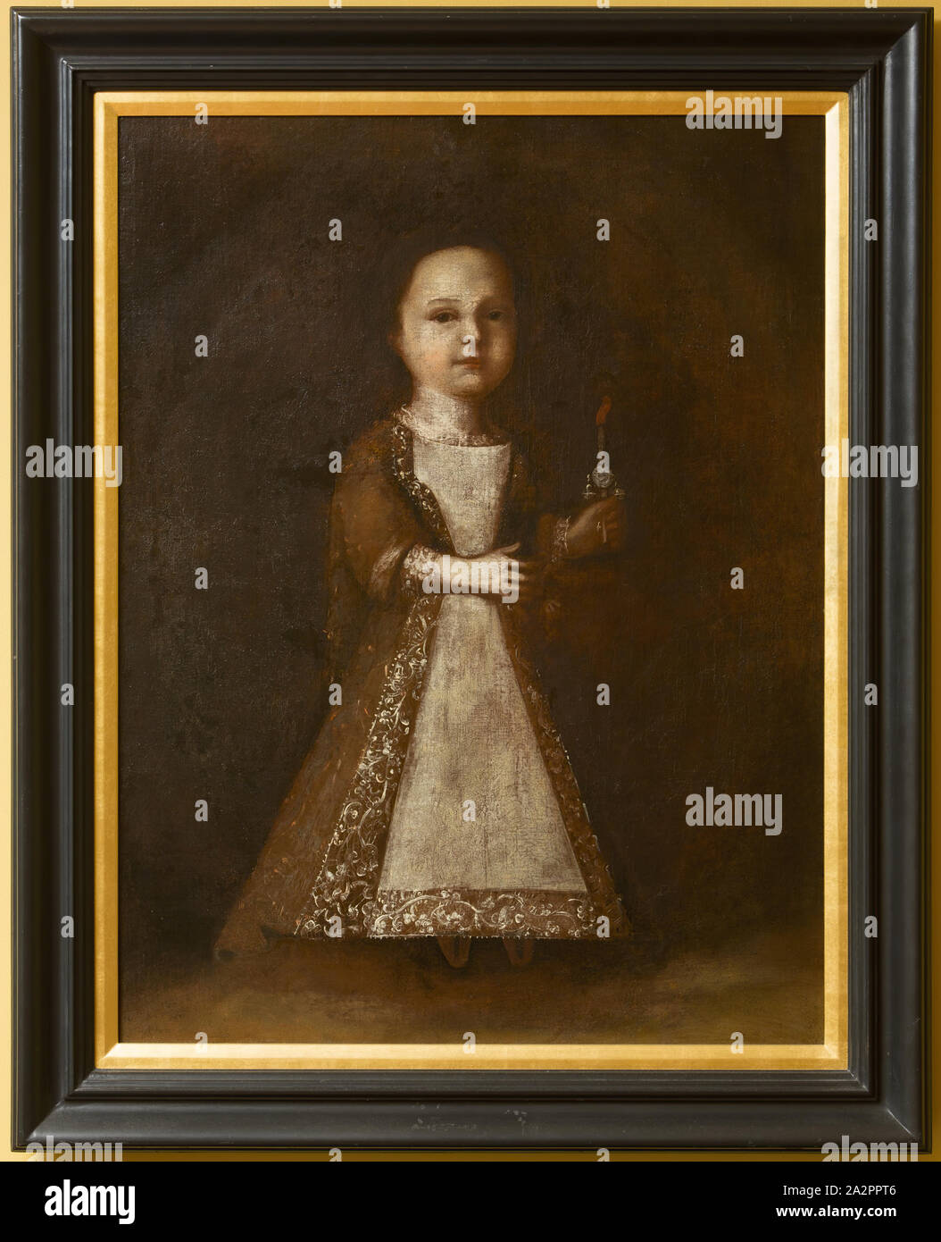 Attribuito a Pepperell Limner, americano, Maria Hirst, ca. 1710, olio su tela, senza cornice: 33 × 25 1/2 pollici (83,8 × 64,8 cm Foto Stock