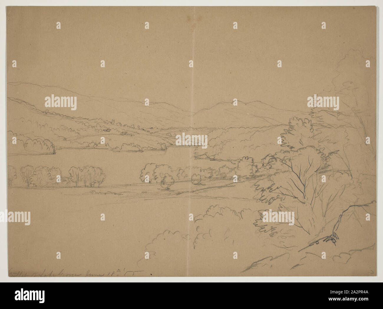 John W. Casilear, Americano, 1811-1893, uscita di Lake George, Giugno 18th, 1855, 1855, Grafite su carta, foglio: 8 1/2 × 11 7/8 pollici (21,6 × 30,2 cm Foto Stock