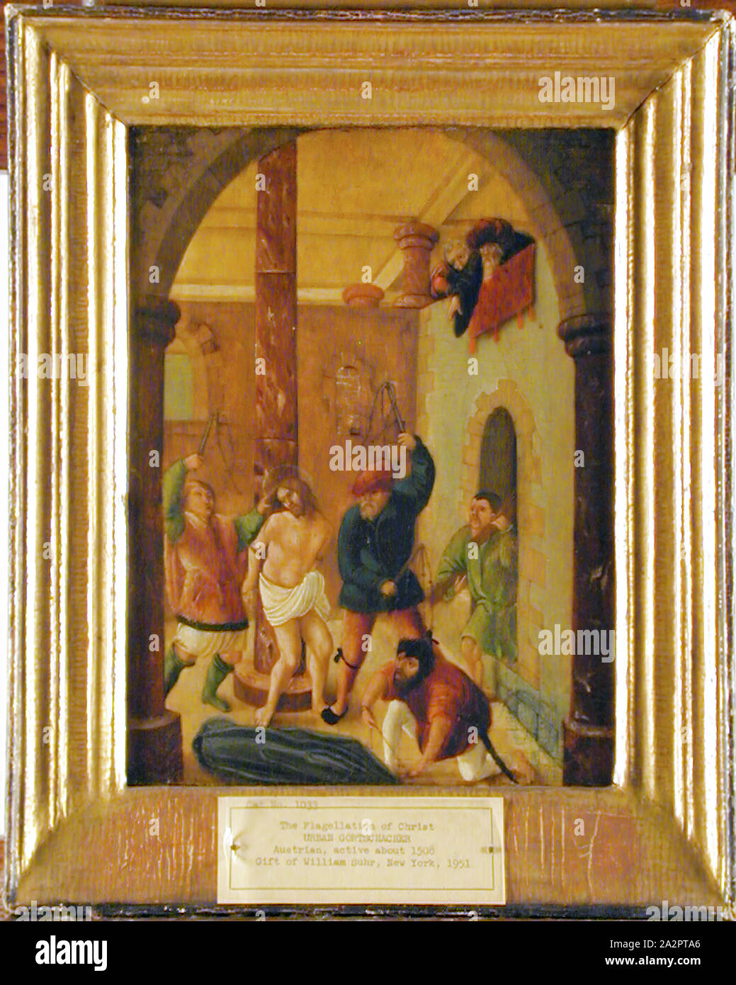 Urban Goertschacher, austriaca, la Flagellazione di Cristo, c. 1510, vernice su pannello in legno, 9 1/2 x 6 7/8 in. (24.13 x 17,46 cm Foto Stock Urban Goertschacher, austriaca, la Flagellazione di Cristo, c. 1510, vernice su pannello in legno, 9 1/2 x 6 7/8 in. (24.13 x 17,46 cm Foto Stock