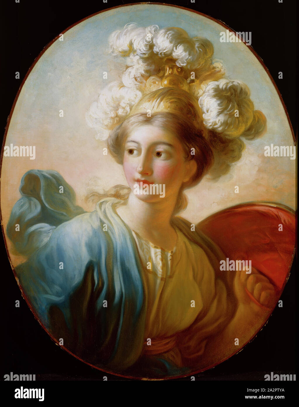 Jean Honoré Fragonard, Francese, 1732-1806, la dea Minerva, ca. 1772, olio su tela, privo di cornice (ovale): 27 5/8 × 21 7/8 pollici (70,2 × 55,6 cm Foto Stock
