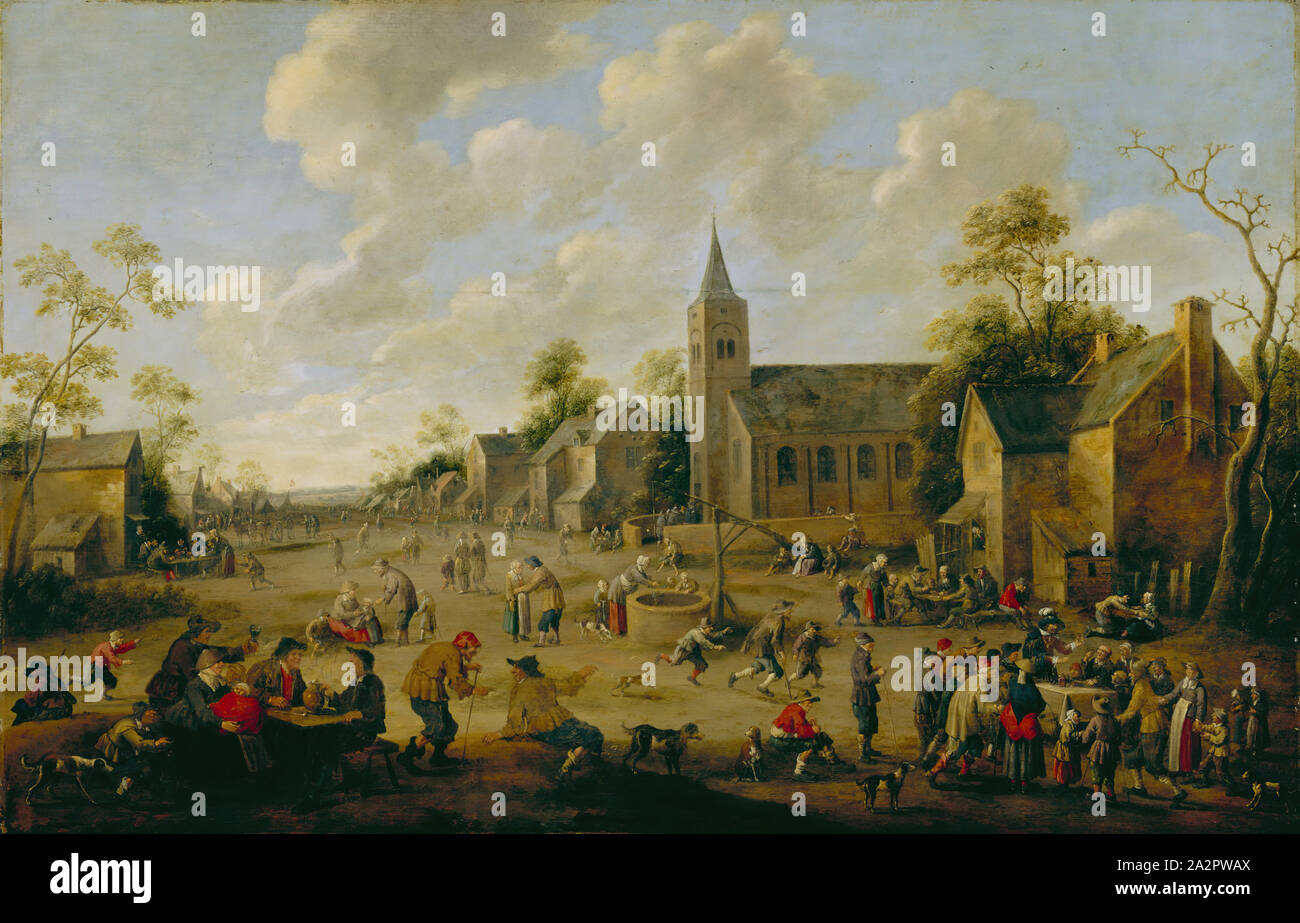 Joost Cornelisz Droochsloot, Olandese, dopo 1585-1666, un villaggio di festa, c. 1645, olio su pannello in legno di quercia, 27 7/8 x 42 3/4 in. (70,8 x 108,6 cm Foto Stock