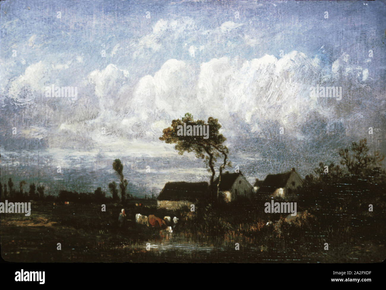Jules Dupre, Francese, 1811-1889, paesaggio, secolo XIX, olio su pannello in legno, senza cornice: 8 5/8 × 11 5/8 pollici (21,9 × 29,5 cm Foto Stock Jules Dupre, Francese, 1811-1889, paesaggio, secolo XIX, olio su pannello in legno, senza cornice: 8 5/8 × 11 5/8 pollici (21,9 × 29,5 cm Foto Stock